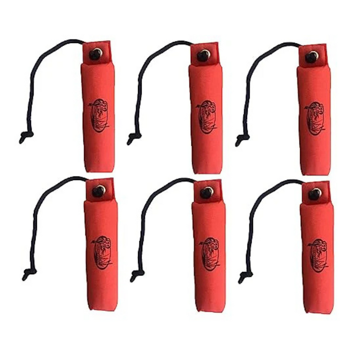 HuntEmUp Hunting Dog Essentials Training Kit -Large Canvas Orange Bumpers 6pc + Mesh Bumper Bag + Whistle & Lanyard + Braided Leather Leash