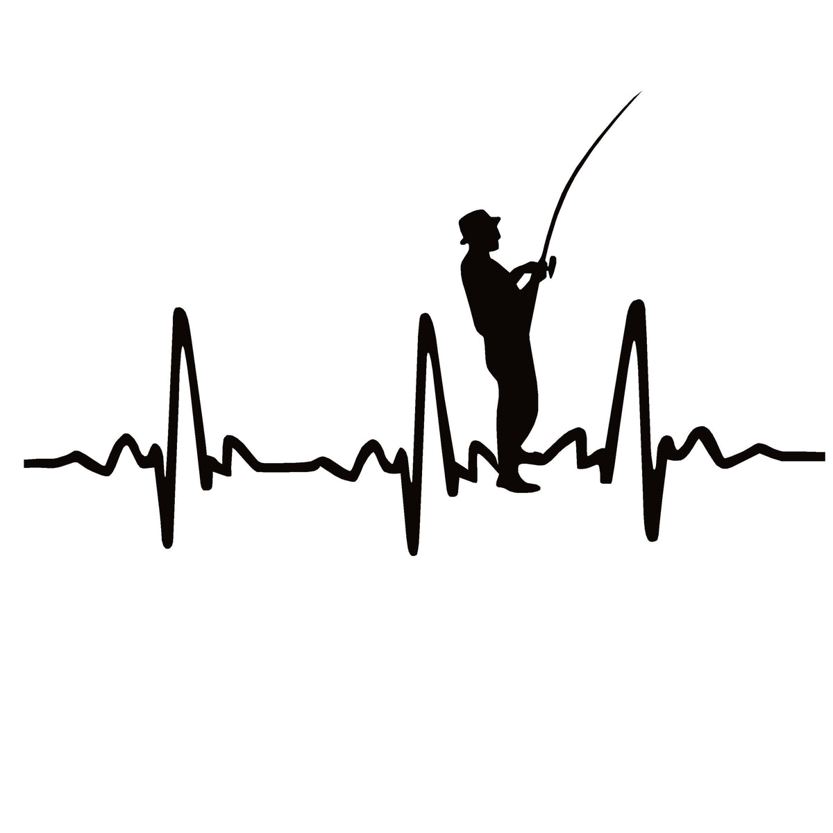 Fishing Heartbeat Decal - Fisherman Heartbeat Window Sticker - 7526 ...