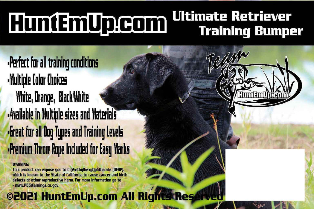 HuntEmUp 2 inch Plastic Dog Training Bumper with Valve White