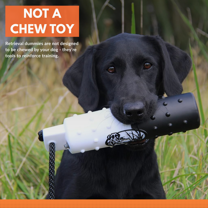 The HuntEmUp 3in Plastic Dog Training Bumper Dummy w/Valve Orange