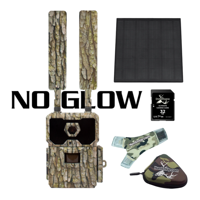 WiseEye DC-2 No Glow Trail Camera Bundle with Solar Panel