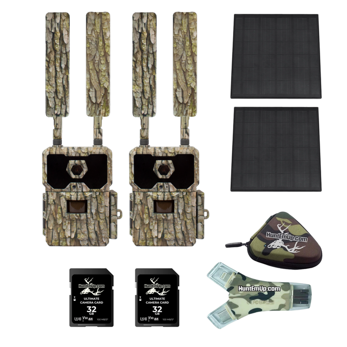 WiseEye DC-2 No Glow Trail Camera Bundle with Solar Panel