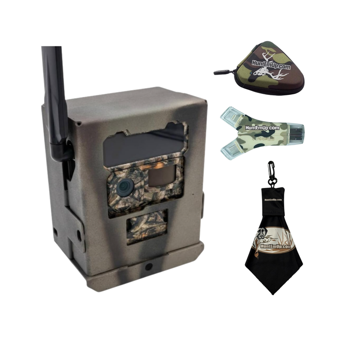 Yellowstone Y2 Trail Camera Bundle with Metal Bear Box Security Case & Huntemup Accessories
