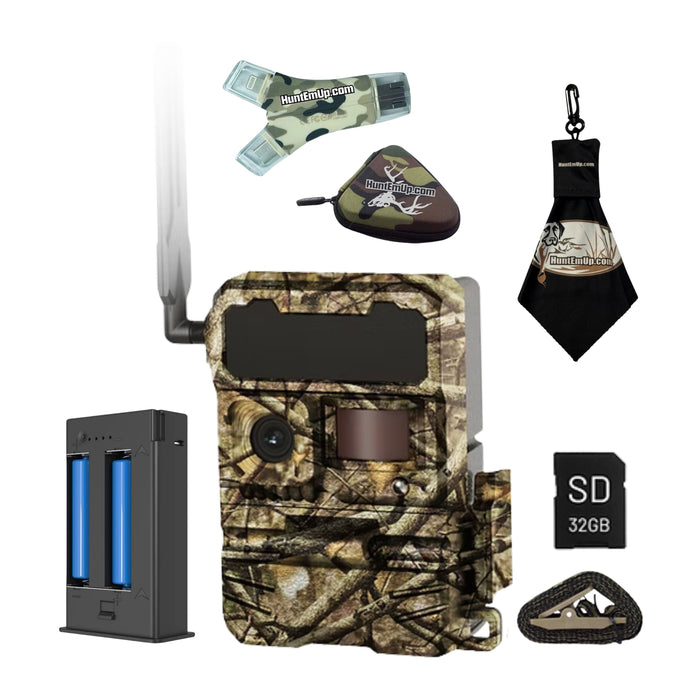 Yellowstone.ai Y2 Cellular Trail Camera Bundle with 5,000 mAh Battery Pack, SD Card & HuntEmUp Accessories