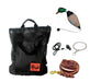 HuntEmUp Hunting Dog Essentials Training Kit - Mesh Bumper Storage Bag + Dead Fowl Mallard Dummy + Whistle & Lanyard + Braided Leather Leash + Training Chain