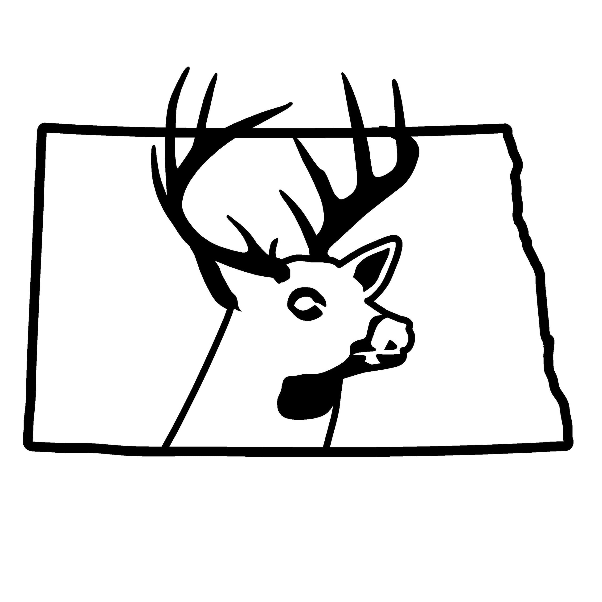 North Dakota Deer Hunting Decal – State Outline Vinyl Sticker - DSND1 ...