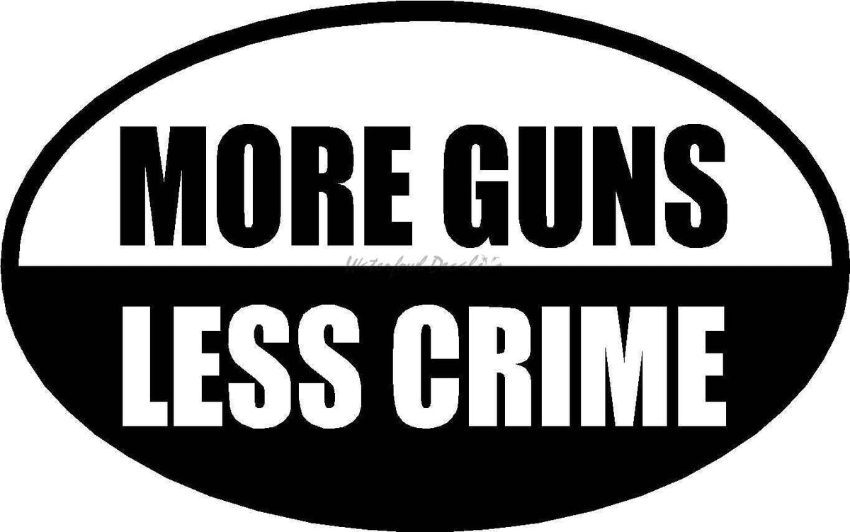 More Guns Less Crime Sticker – Pro Gun Rights Bumper Decal — Waterfowl ...